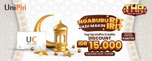 NGABUBURIT JADI MAKIN IRIT! Top up UniPin Credits Auto Diskon Rp 15.000!